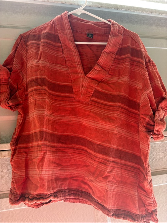 Prana Tops - Prana Burnt Orange Striped V-Neck Tunic